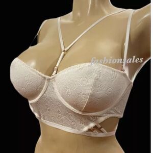 Victorias Secret Very Sexy Long Line Strappy Strapless Balconet Lined Bra White